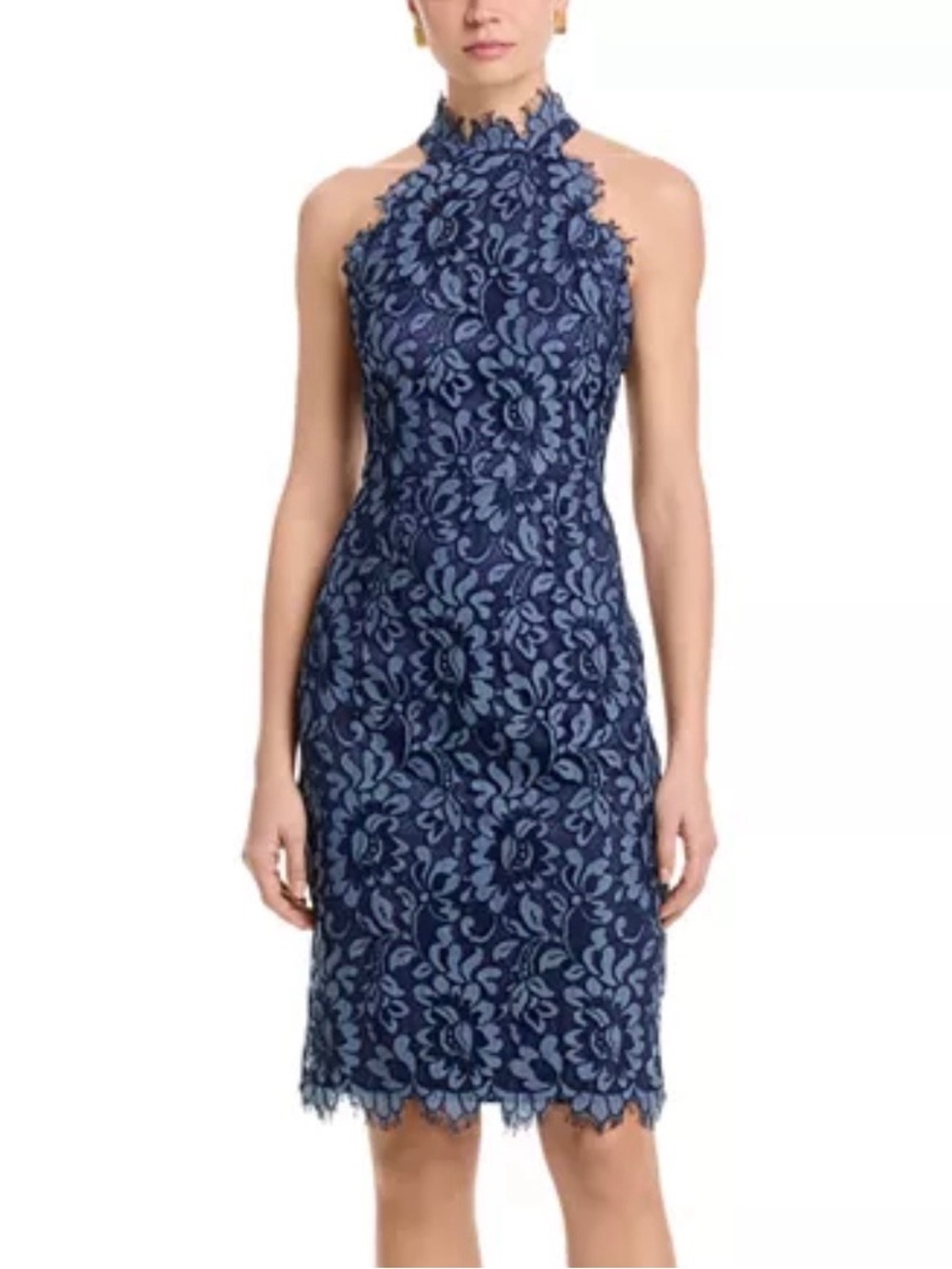 Eliza J Women's Blue Floral Lace Sheath
Dress Sleeveless Strappy Size 6